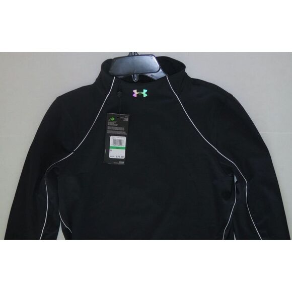 Under Armour 1356357 Womens Sz L Black Rush ColdGear Jacqaurd Mock L/S Shirt $75 - Picture 8 of 10